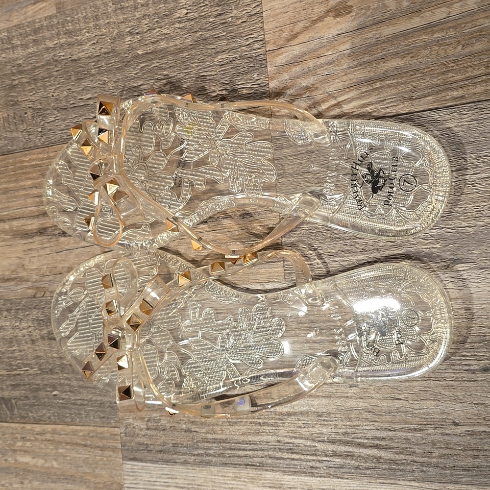 Beverly Hills Polo Club Clear Bow Studded Sandals Size‎ 7 - Picture 3 of 9